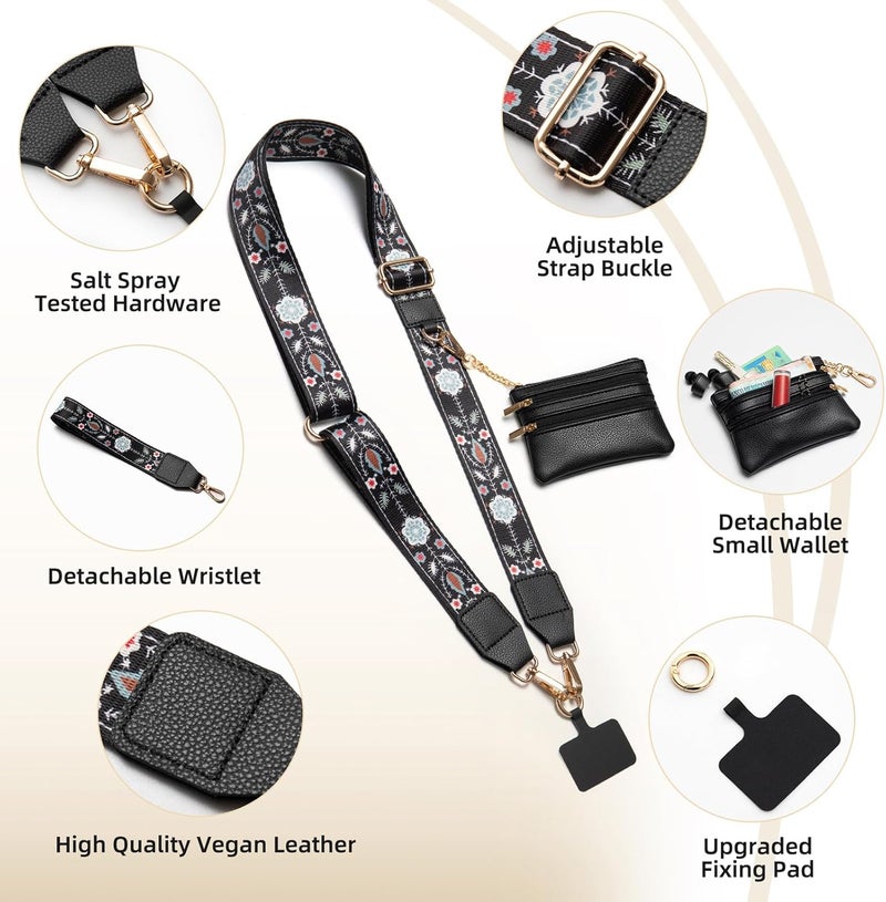 CUEDM Cell Phone Lanyard Crossbody,Adjustable Cell Phone Strap with Wristlet,Clip and Go Strap for Phone with Wallet - Image 4
